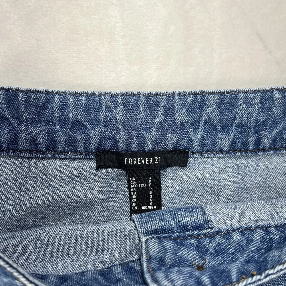 Forever 21 Button Front Denim Mini Skirt Womens Small Basics Coastal Summer